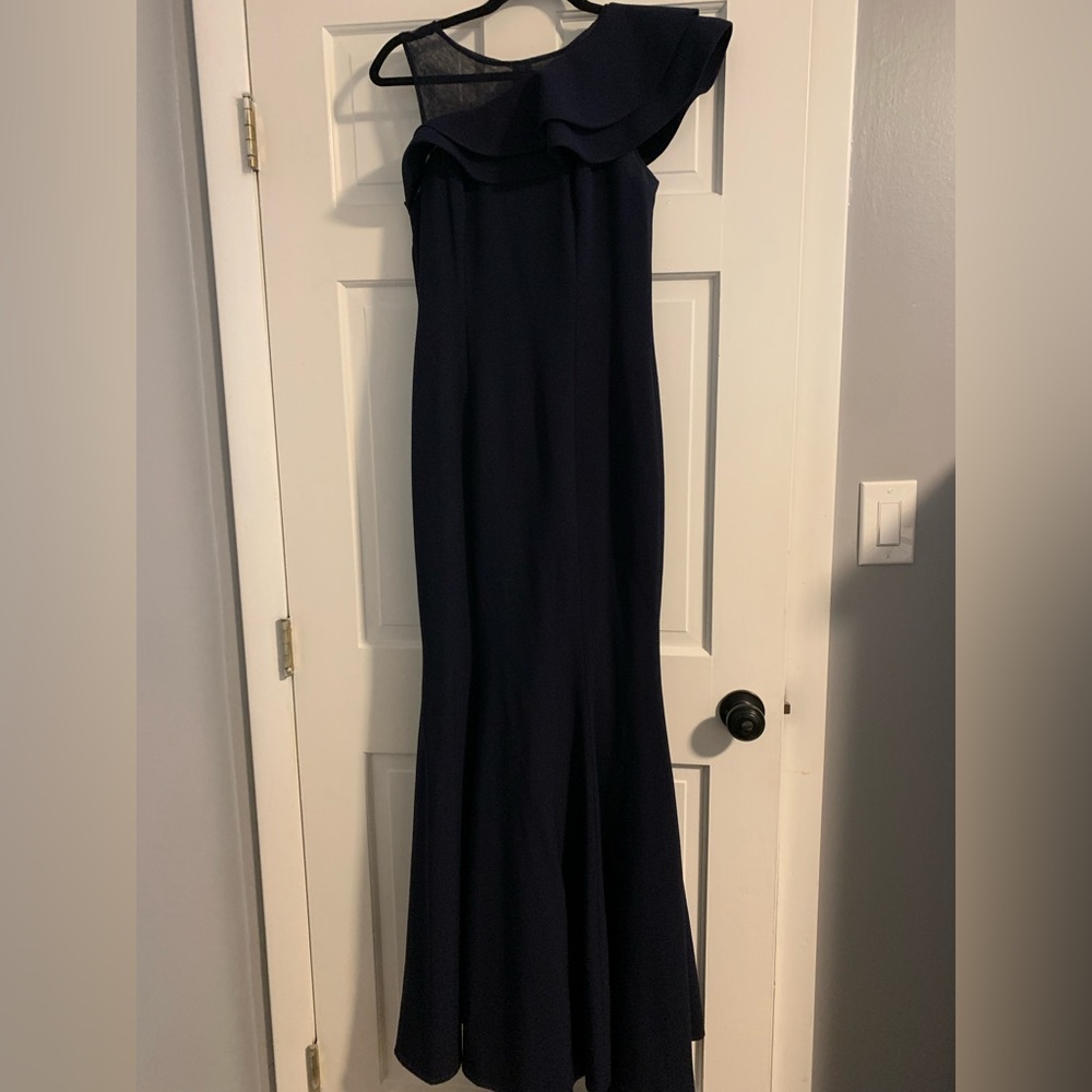 Eliza J Off the Shoulder Navy Scuba Dress